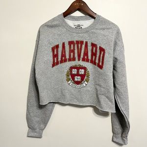 Harvard Crewneck Cropped Sweatshirt Gray Size S